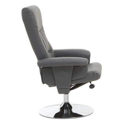 Denton Grey Leather Effect Reclining Chair