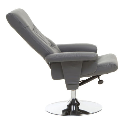 Denton Grey Leather Effect Reclining Chair