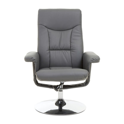 Denton Grey Leather Effect Reclining Chair