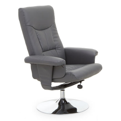 Denton Grey Leather Effect Reclining Chair