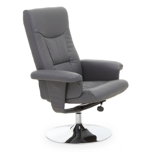 Denton Grey Leather Effect Reclining Chair