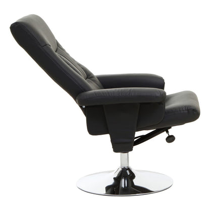 Denton Black Leather Effect Reclining Chair