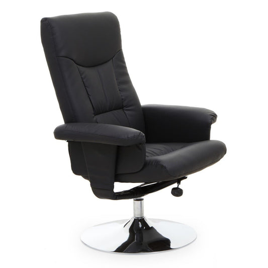 Denton Black Leather Effect Reclining Chair