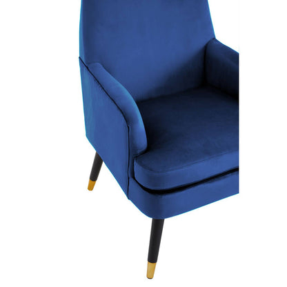 Loretta Midnight Velvet Armchair With Black Wood Legs