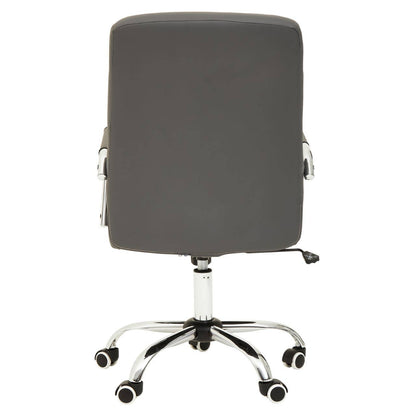 Brent Grey Leather Effect And Chrome Home Office Chair