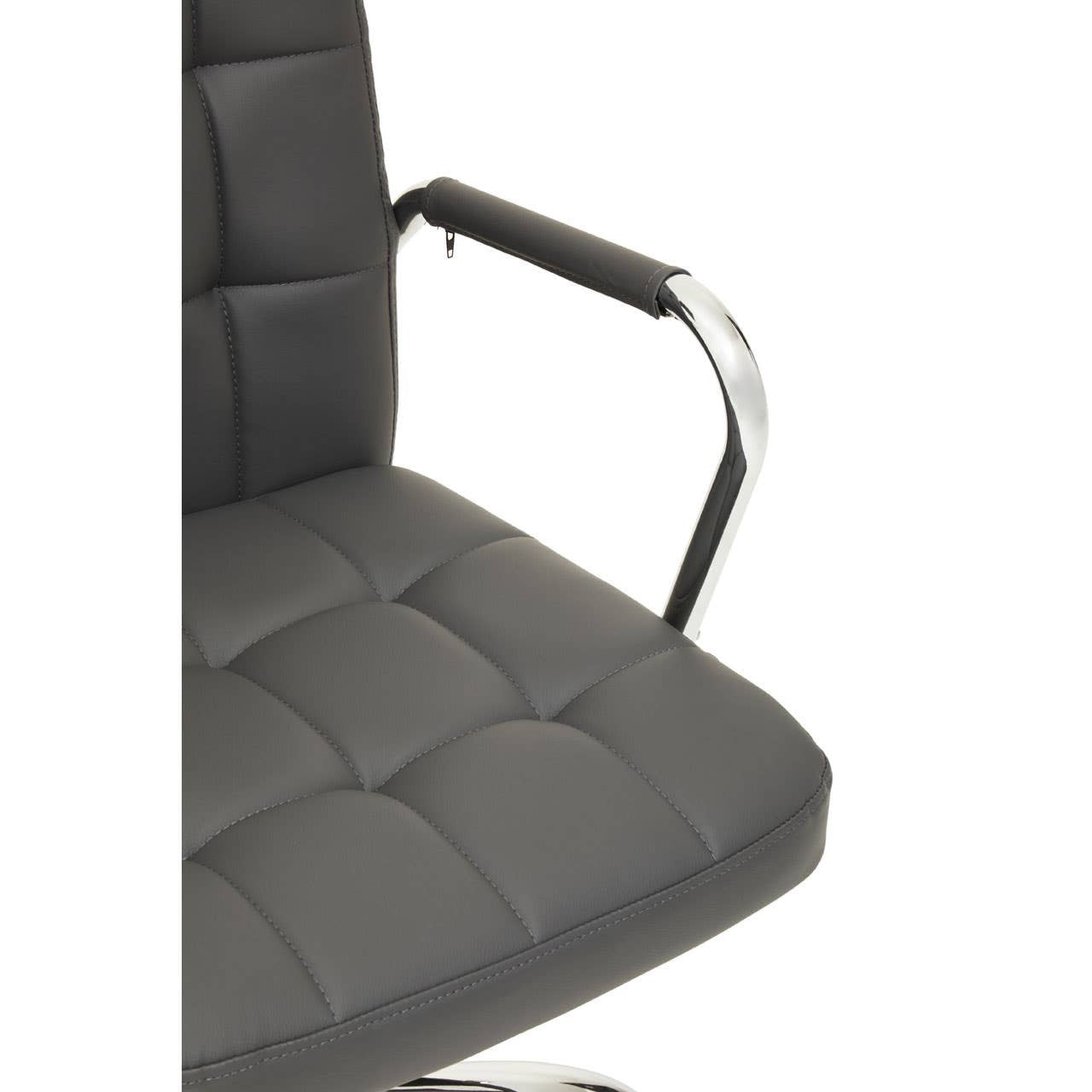 Brent Grey Leather Effect And Chrome Home Office Chair