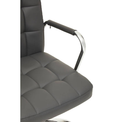 Brent Grey Leather Effect And Chrome Home Office Chair