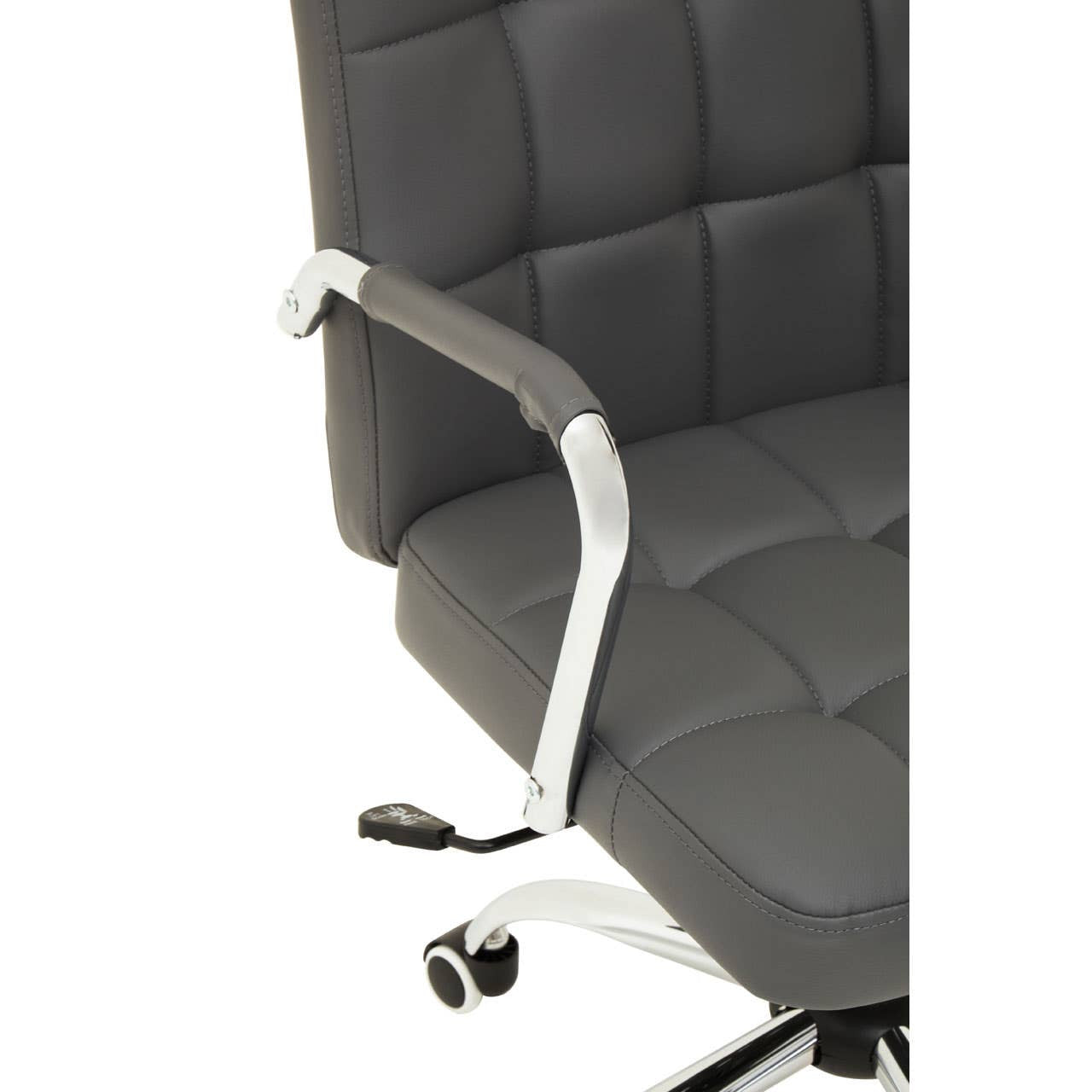 Brent Grey Leather Effect And Chrome Home Office Chair