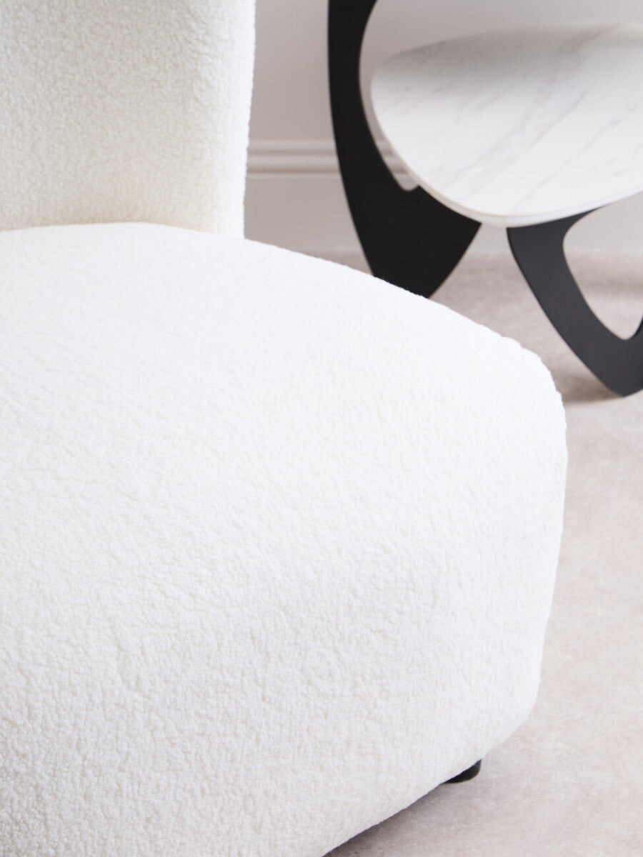 Montreal Ivory Boucle Effect Armless Lounge Chair