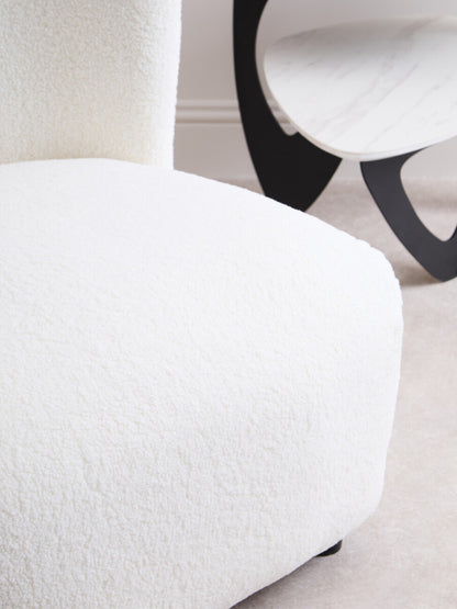 Montreal Ivory Boucle Effect Armless Lounge Chair