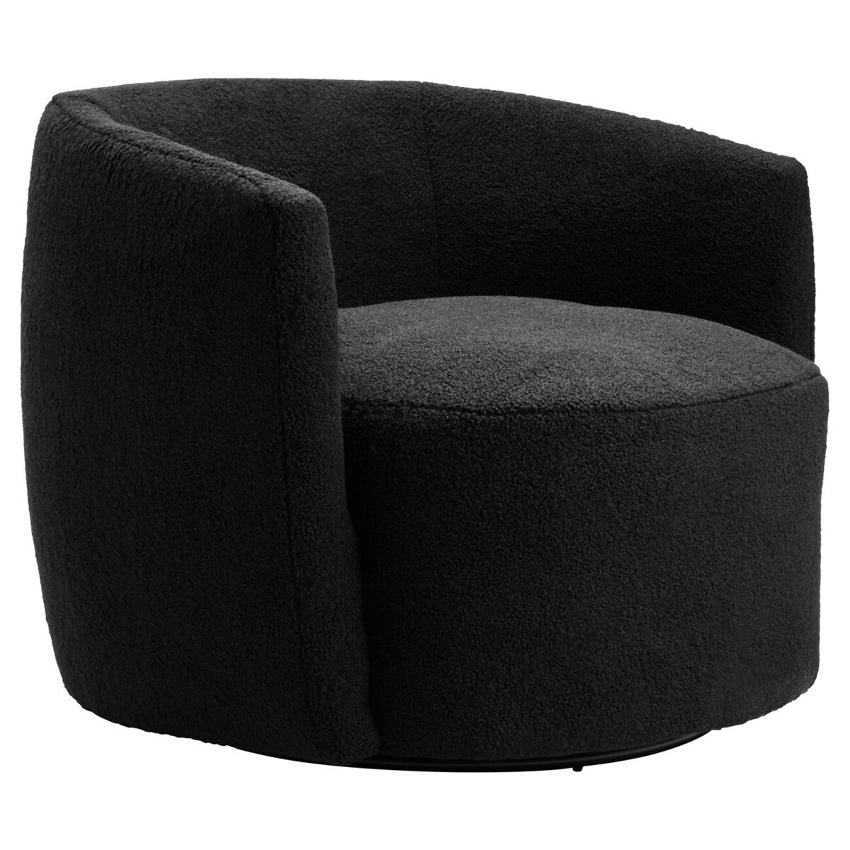 Montreal Black Boucle Effect Curved Lounge Chair With Swivel Base