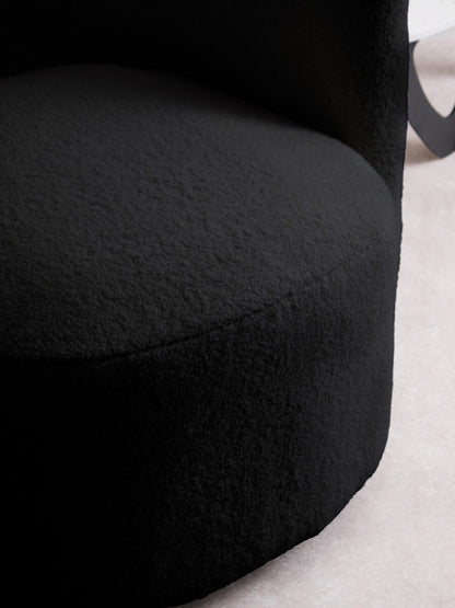 Montreal Black Boucle Effect Curved Lounge Chair With Swivel Base