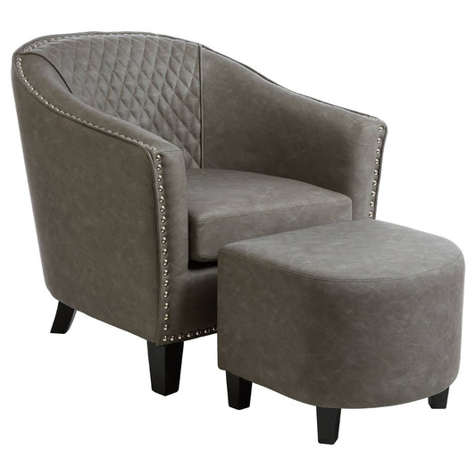 Derby Grey Faux Leather Tub Chair With Footstool