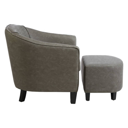 Derby Grey Faux Leather Tub Chair With Footstool