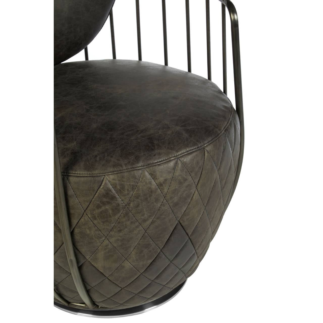 Hoxton Dark Grey Leather Swivel Chair