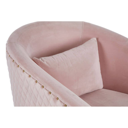 Plazoni Pink Velvet Swivel Chair with Gold Base