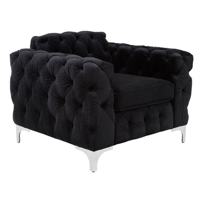 Madina Black Velvet Modern Chesterfield Chair