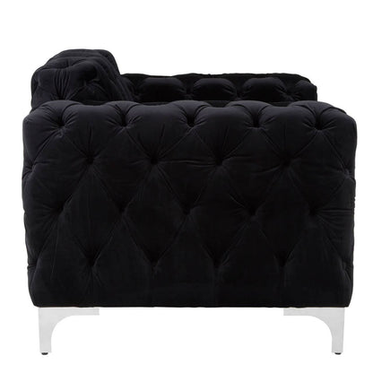 Madina Black Velvet Modern Chesterfield Chair
