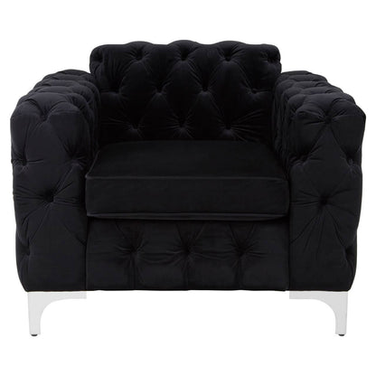 Madina Black Velvet Modern Chesterfield Chair