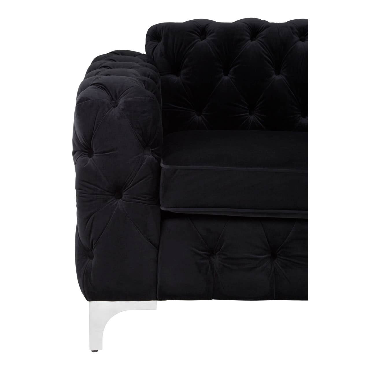 Madina Black Velvet Modern Chesterfield Chair
