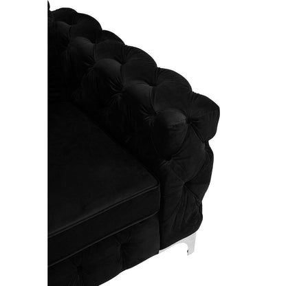 Madina Black Velvet Modern Chesterfield Chair
