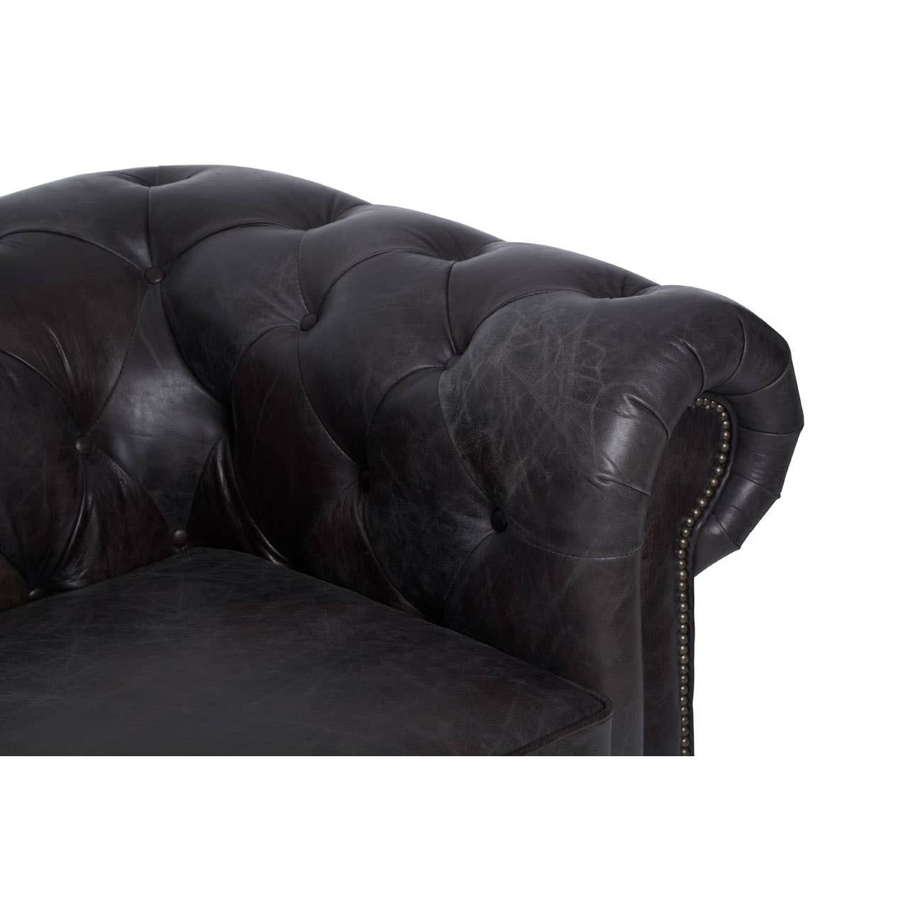 Victor Dark Grey Brown Leather Chesterfield Chair