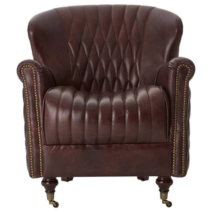 Victor Brown Leather Winged Back Armchair