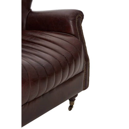 Victor Brown Leather Winged Back Armchair