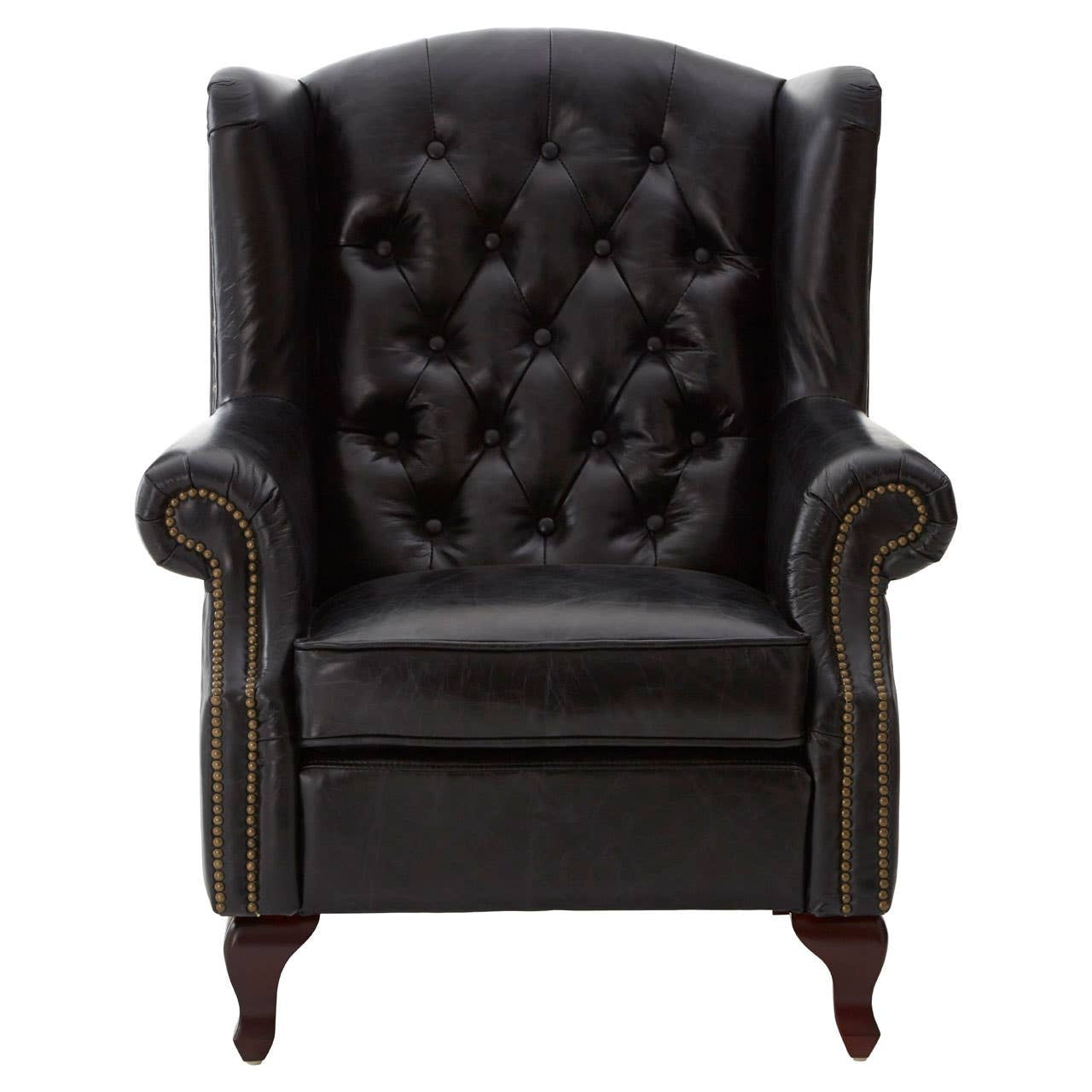 Victor Black Leather Wingback Armchair