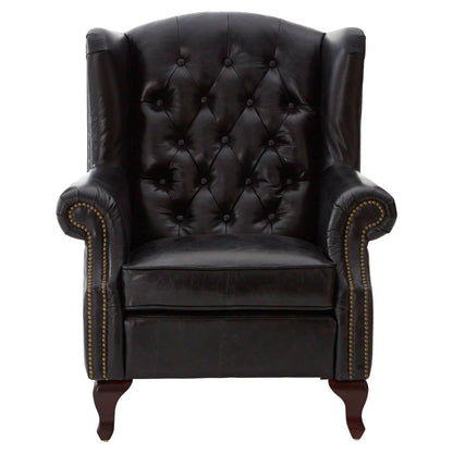 Victor Black Leather Wingback Armchair