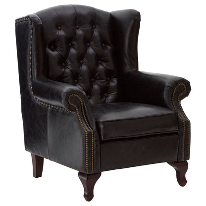 Victor Black Leather Wingback Armchair