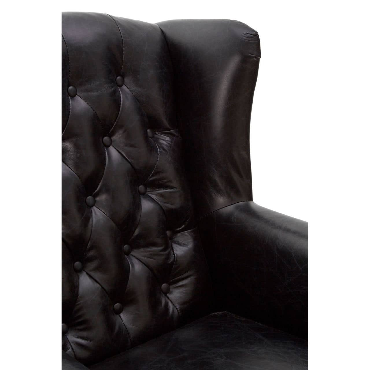 Victor Black Leather Wingback Armchair