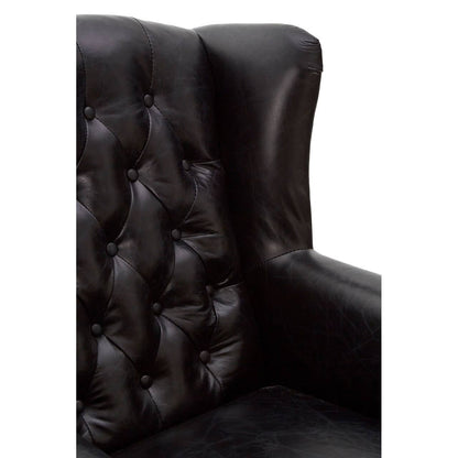 Victor Black Leather Wingback Armchair