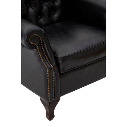 Victor Black Leather Wingback Armchair