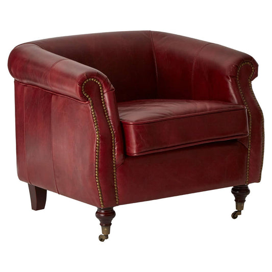 Victor Deep Red Leather Armchair