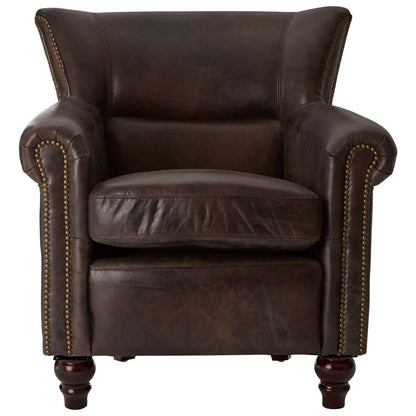 Victor Dark Grey Brown Leather Armchair