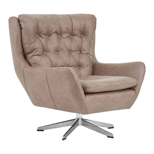 Harold Brown Leather Effect Swivel Chair