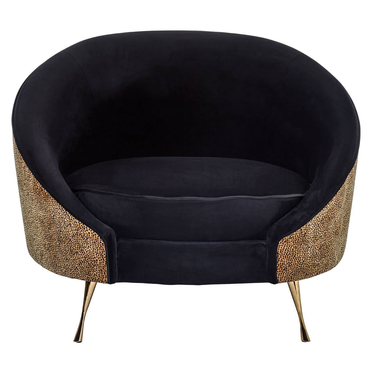 Manhattan Black Velvet and Leopard Print Cocoon Chair