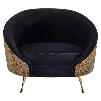 Manhattan Black Velvet and Leopard Print Cocoon Chair