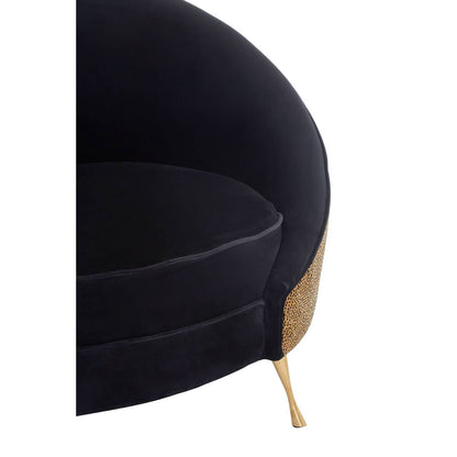 Manhattan Black Velvet and Leopard Print Cocoon Chair