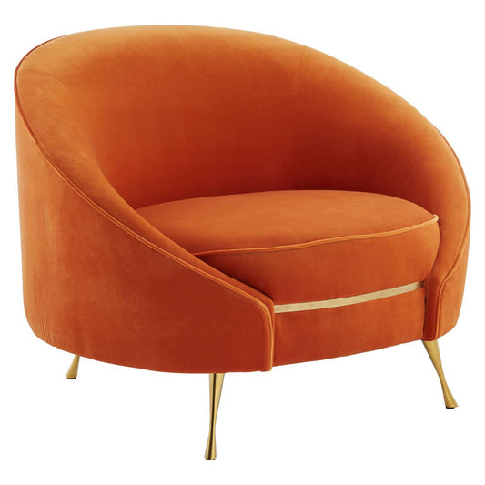 Manhattan Orange Velvet Cocoon Chair