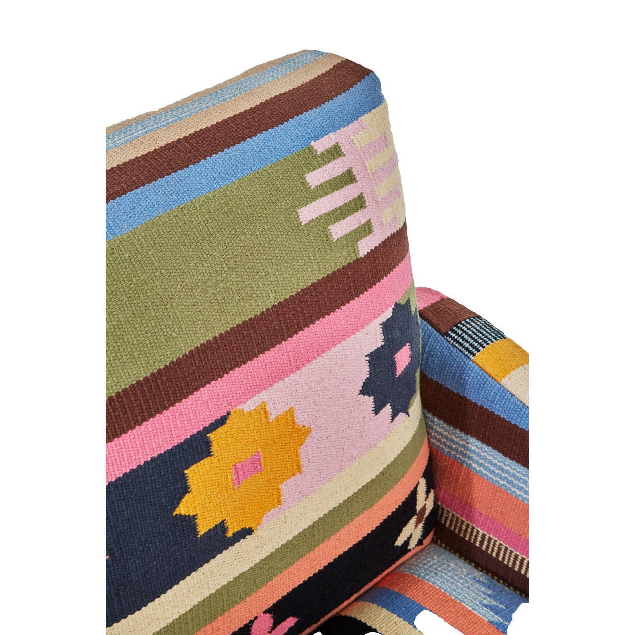 Cefena Multi Coloured Fabric Chair With Mango Wood Legs