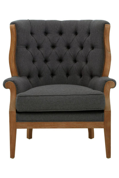 Cabra Graphite Grey Chair with Tufted Back