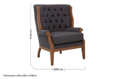 Cabra Graphite Grey Chair with Tufted Back