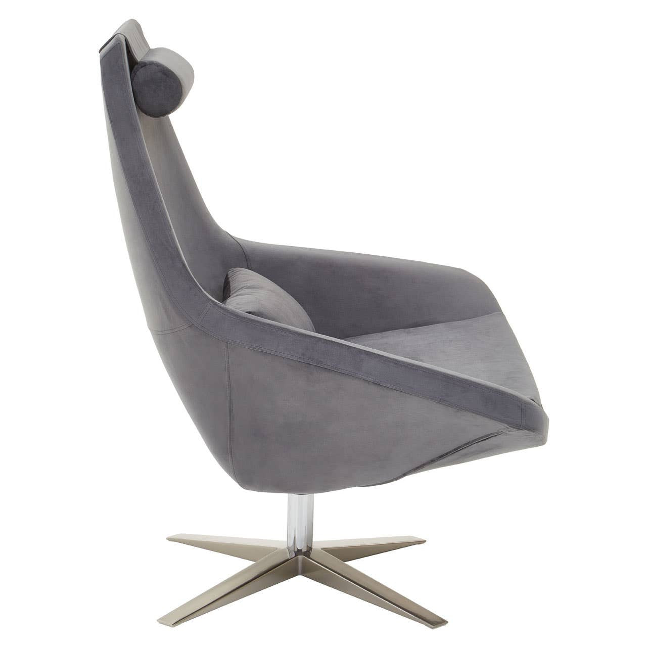 Kalo Grey Velvet Swivel Lounge Chair