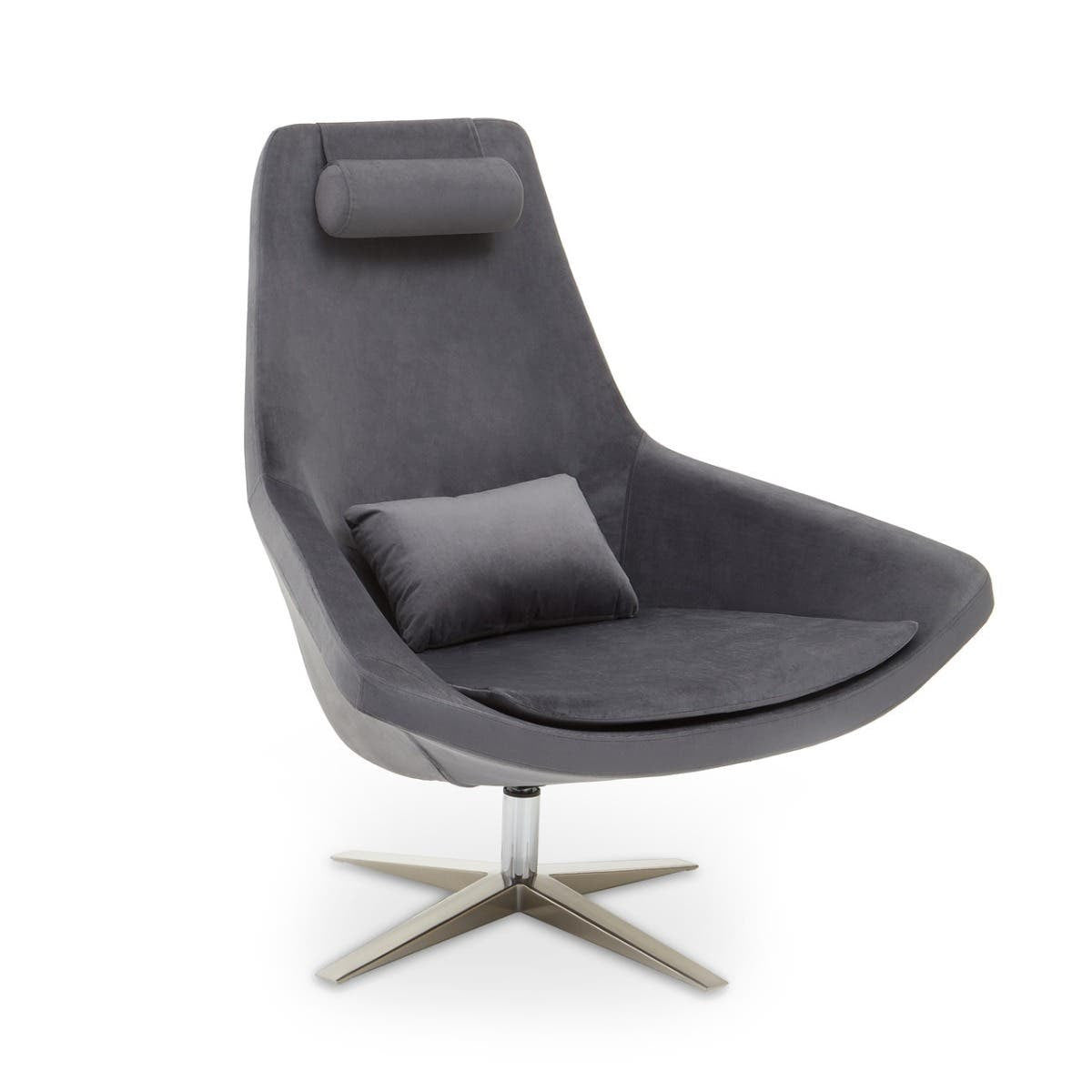 Kalo Grey Velvet Swivel Lounge Chair