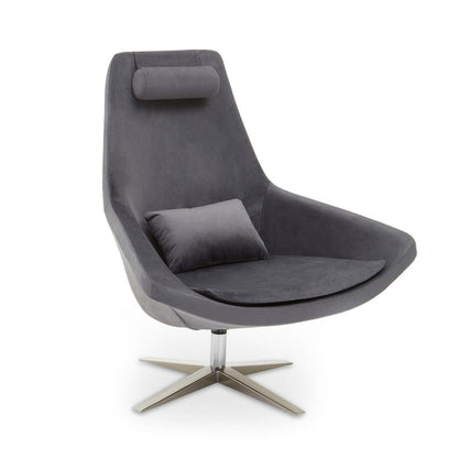 Kalo Grey Velvet Swivel Lounge Chair