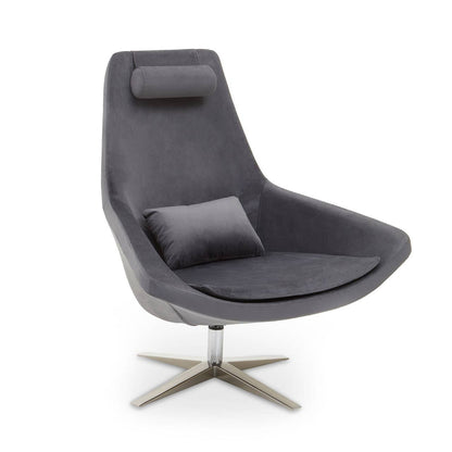 Kalo Grey Velvet Swivel Lounge Chair