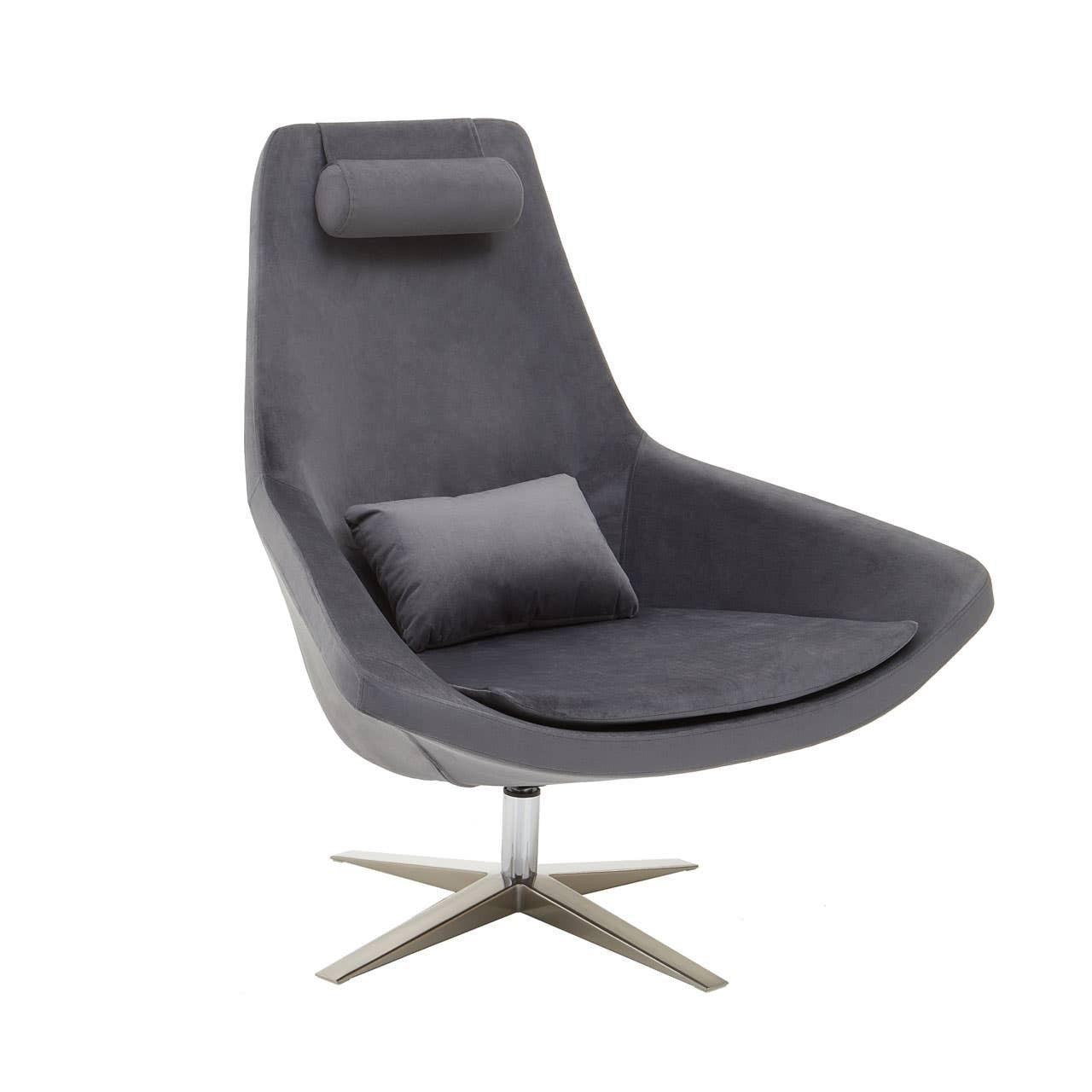 Kalo Grey Velvet Swivel Lounge Chair