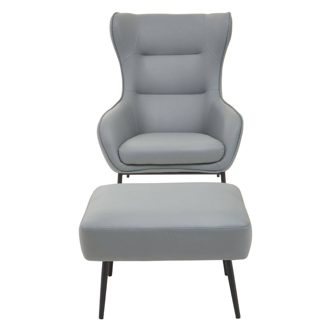 Kaiko Grey Faux Leather Armchair And Footstool